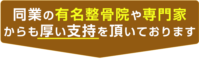 同業の有名整骨院からも厚い支持を頂いております