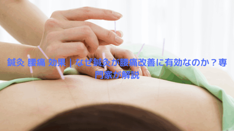 鍼灸 腰痛 効果｜なぜ鍼灸が腰痛改善に有効なのか？専門家が解説