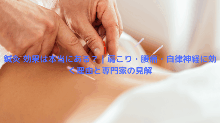 鍼灸 効果は本当にある？｜肩こり・腰痛・自律神経に効く理由と専門家の見解